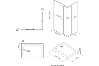 Душевой уголок Triton Вента Щ0000053749 120x80 см профиль чёрный стекло прозрачное